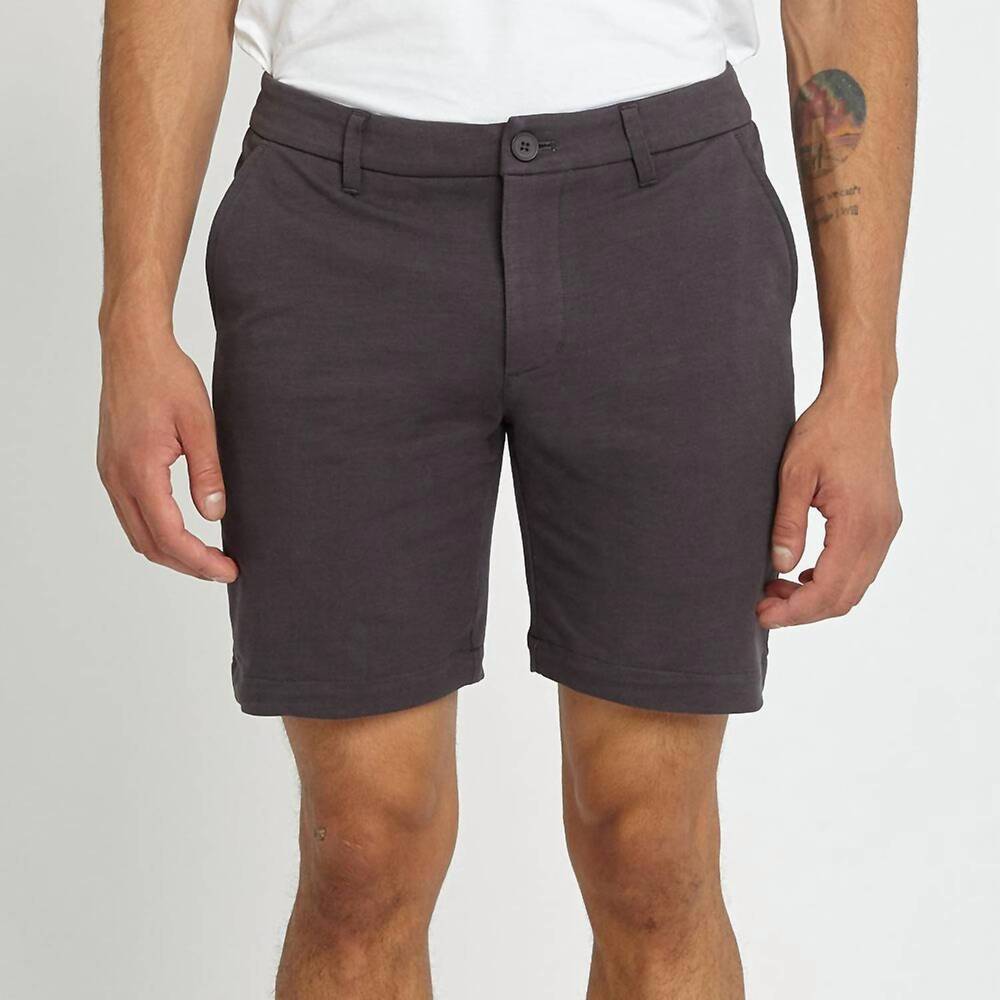 NEW POSTMARC men's solid slub knit fleece short in shadow grey